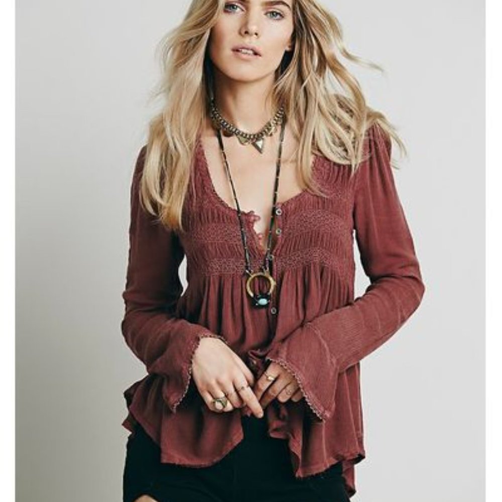 Free People 'Blue Bird' Smocked Tunic